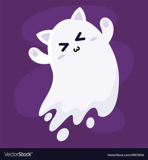 Isolated halloween ghost with cat costume Vector Image