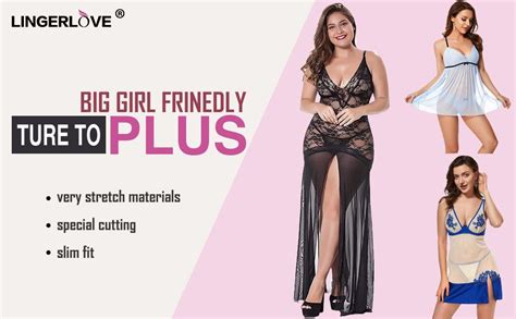 LINGERLOVE Womens Plus Size Sexy Lingerie Chemise Floral Lace Babydoll