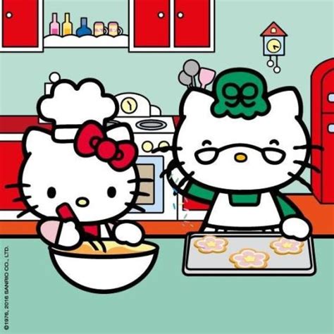 Kitty cooks with grandma | Hello kitty coloring, Hello kitty backgrounds, Hello kitty drawing