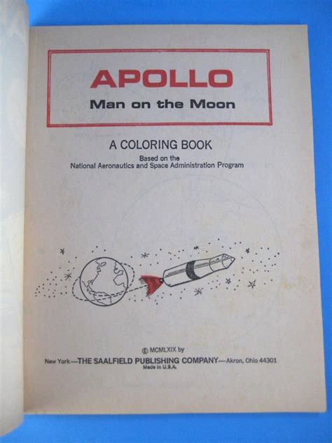 Vintage Saalfield Apollo Man On The Moon Coloring Book Unused