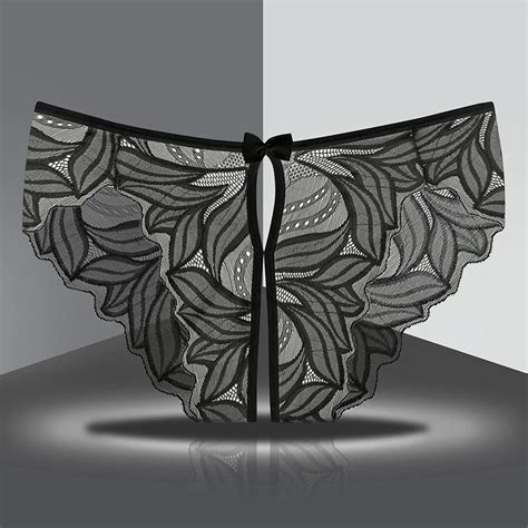 Sexy Women Low Rise Panties Open Crothless Underwear Erotic Lingerie Lace Hollow Out Crotchless