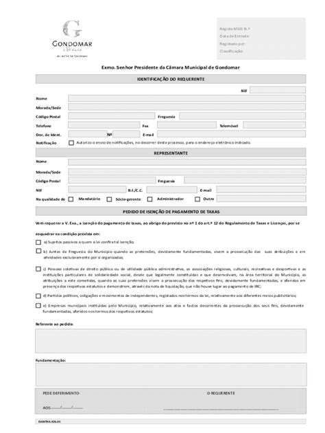 Fillable Online Requerimento Para Emisso De Alvar De Operaes De