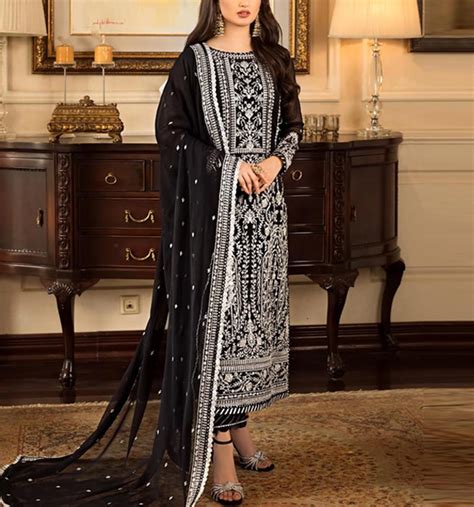 Chiffon Full Heavy Embroidered Dress With Chiffon Fully Embroidered