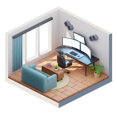 Premium Isometric Room 3D Illustration pack from Interiors 3D Illustrations