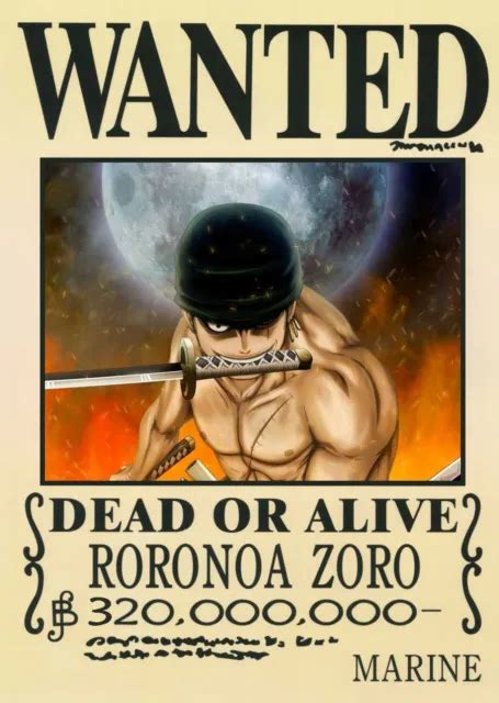 One Piece Wanted Roronoa Zoro Poster Manga Anime Cosplay Ace Ruffy Nami