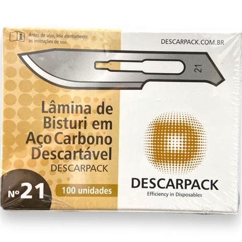 Lamina para Bisturi em Aço Carbono n 21 100un Descarpack Consumíveis