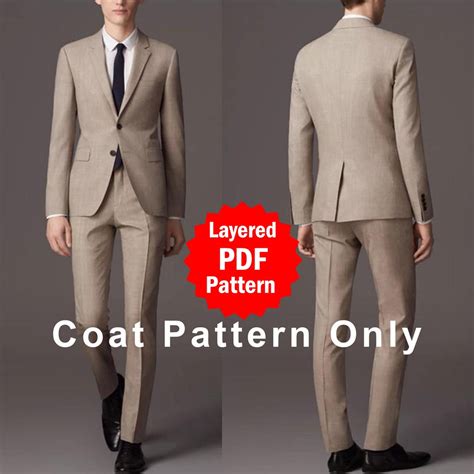 Professional Mens Blazer Pdf Sewing Pattern With Notch Lapel Coat Patterns Jacket Patterns