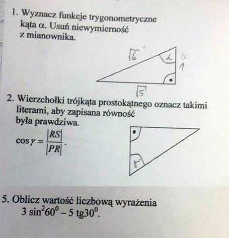 Trygonometria Wyznacz Funkcje Trygonometryczne Brainly Pl