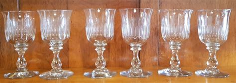 Proantic Suite 6 Verres Anciens XIX S En Cristal Taillé H 16 Cm