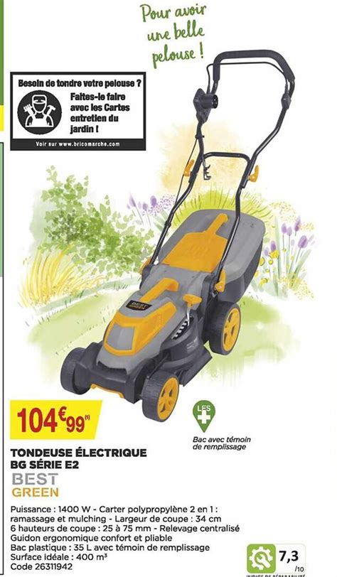 Promo Tondeuse Lectrique Bg S Rie E Best Green Chez Bricomarch