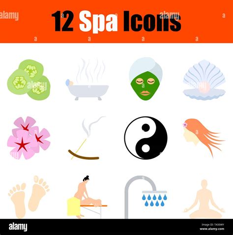 Spa Icon Set Flat Design Fully Editable Vector Illustration Text