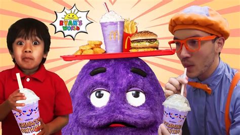 Ryans World And Blippi Fun World Try Grimace Shake Challenge In Real Life Tag With Ryan Update