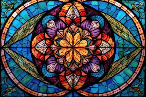 Premium Photo Sacred Geometry Symbols In Stained Glass Created With