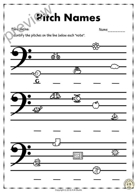 Bass Clef No Prep Worksheets Music Theory Worksheets Piano Lessons ...