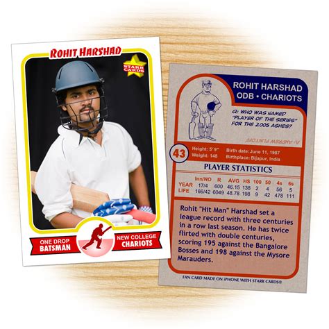 Custom Cricket Cards - Retro 75™ Series Starr Cards