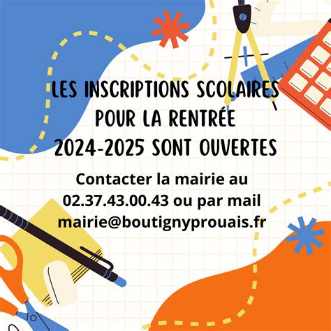 Inscriptions scolaires pour la rentrée 2024 2025 Mairie de Boutigny