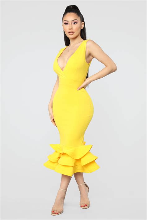 Dates With Babe Ruffle Dress Yellow Fashion Nova Dresses Fashion Nova