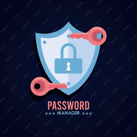 Premium Vector Password Manager Theme With Keys And Padlock In Shield