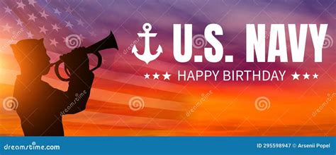 Happy Birthday United States Navy Usa Flag 3d Illustration Stock