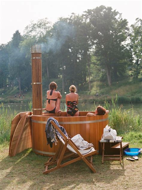 Wood Fired Wooden Hot Tub With Jets Outdoor Tub Hot Tubs Saunas