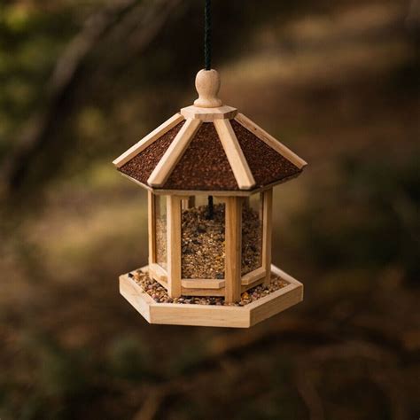 Hanging Wooden Gazebo Bird Feeder