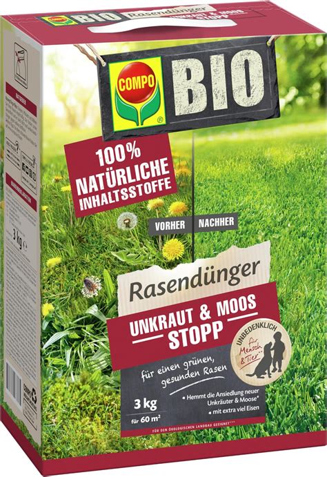 COMPO BIO Rasendünger Unkraut Moos Stopp Rasendünger und Unkraut