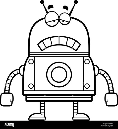 A cartoon illustration of a red robot looking sad Stock Vector Image ...