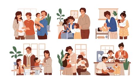 Conjunto de actividades familiares en interiores. | Vector Premium