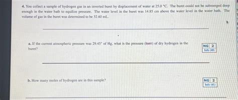 Solved You Collect A Sample Of Hydrogen Gas In An Chegg