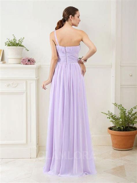 Beautiful A Line One Shoulder Sleeveless Floor Length Chiffon