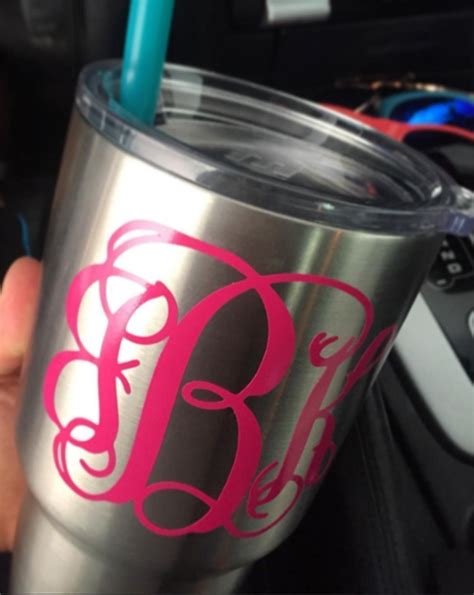 Your 3 Initials Monogram Interlaced Vine Decal For Yeti Rambler Tumbler