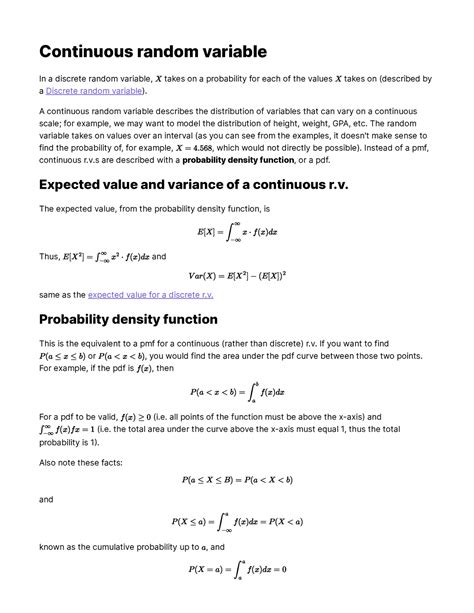 Continuous Random Variable A Continuous Random Variable Describes The