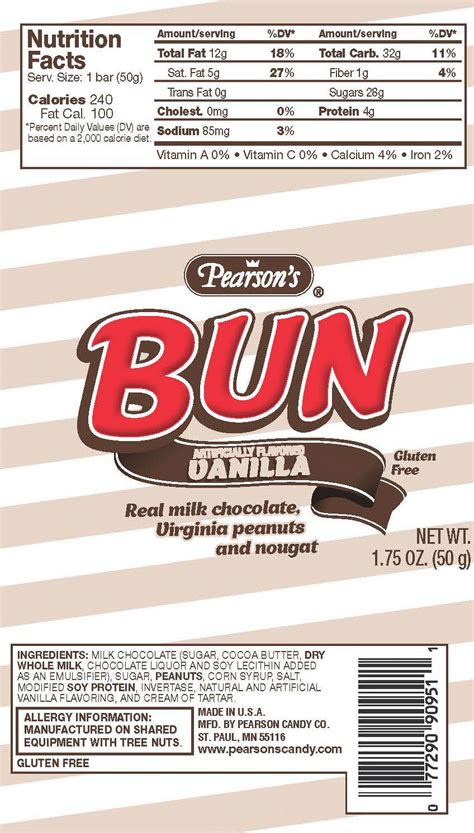 Pearson Candy Pearsons Vanilla And Roasted Peanuts Bun 1 75 Oz