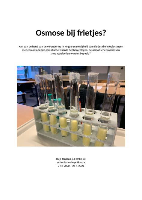 Bio 4h Osmose Verslag Osmose Bij Frietjes Kan Aan De Hand Van De