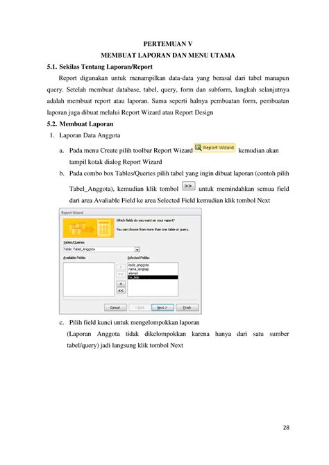 Modul Basis Data Membuat Laporan Dan Menu Utama Pertemuan V Membuat