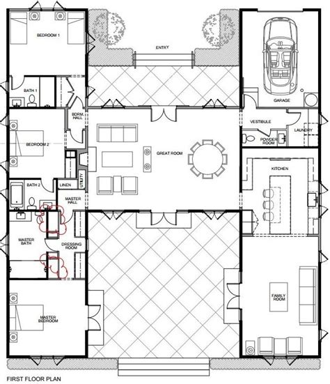 Image result for cliff may floor plans | U shaped house plans, House plans one story, Courtyard ...