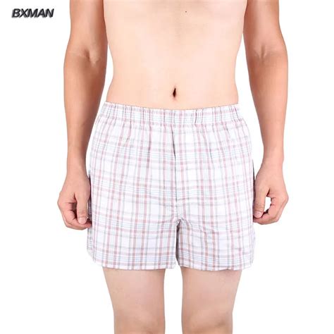 Bxman Men Boxers Cueca Boxer Men Plaid Pattern Woven Cotton Sexy Men Boxer Shorts Men S