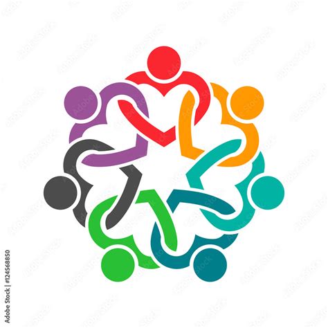 People Heart Group Teamwork Logo Vector Graphic Design Illustr Stock