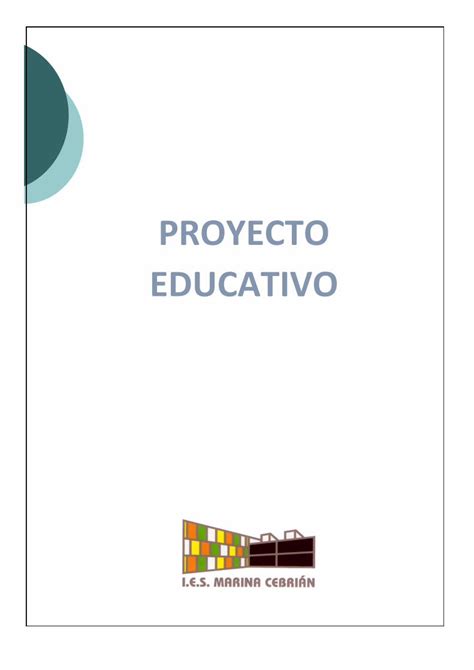 PDF PROYECTO EDUCATIVO El Proyecto Educativo Del Centro Es Un