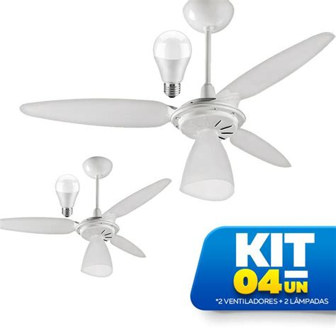 Kit Ventilador De Teto Ventisol Wind Light Branco C L Mpadas Led