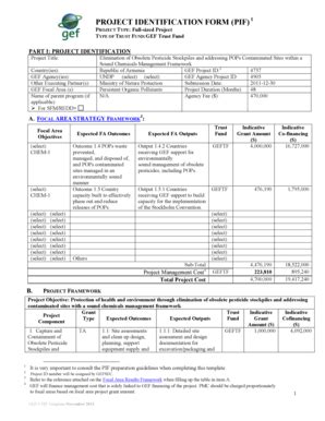 Fillable Online Undp Project Identification Form Pif Undp Undp