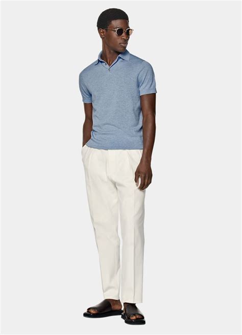 Light Blue Polo Shirt in Californian Cotton & Mulberry Silk | SUITSUPPLY US