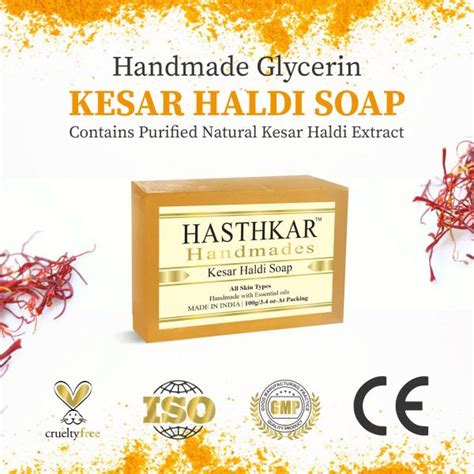 Hasthkar Handmades Glycerine Natural Kesar Haldi Soap Gm Pack Of