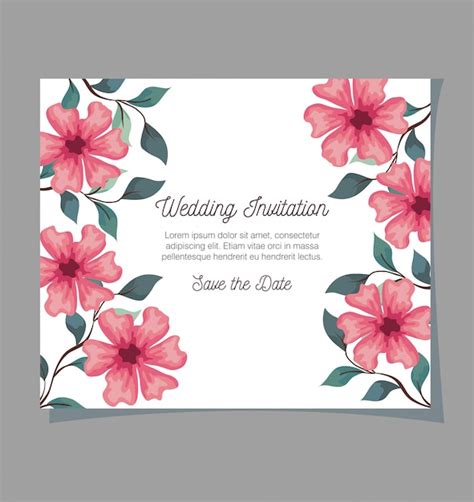 Premium Vector Greeting Card With Flowers Pink Color Wedding