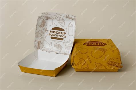 Premium Psd Cardboard Burger Box Packaging Mock Up Design