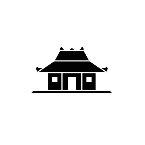 Joglo Javanese Or Indonesian Traditional House Vector Silhouette