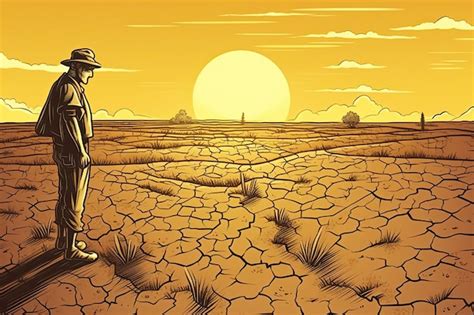 Premium AI Image Devastating Drought Illustration Generative AI