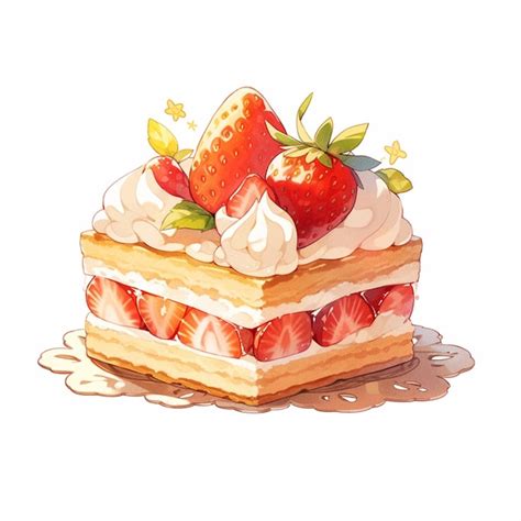 Premium Photo There Is A Piece Of Cake With Strawberries On Top Of It