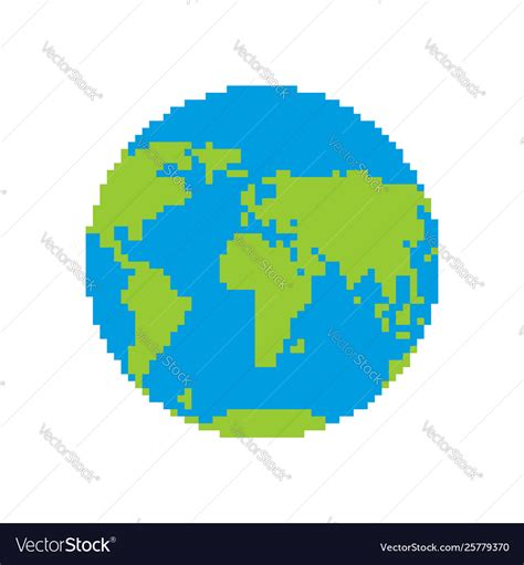 Earth Pixel Art Pixelated Planet Royalty Free Vector Image