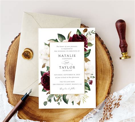 Unique Burgundy Wedding Invitations